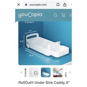 Youcopia Bathroom Storage Slide Out Caddy Wheels White 2 Pack